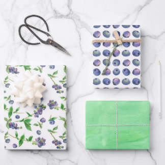 Bosbessen Besfruit Warm Groen Aquarel Inpakpapier Vel