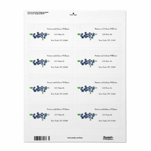 Bosbessen Blauwe Bes Verse Natuur Bruiloft Etiket (Full Sheet)