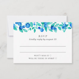 Bosbessen. Blauwe en mintbes bruiloft RSVP Kaartje
