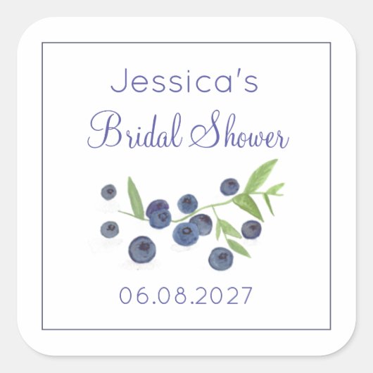 Bosbessen Bosbes Zomer Bruidsmeisjesfeest Vierkante Sticker (Voorkant)