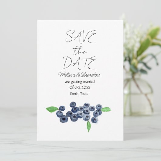 Bosbessen Bosbessen Rustieke bruiloft Kaart (Staand voorkant)