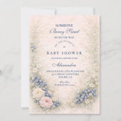 Bosbessen botanisch kader baby shower kaart (Voorkant)