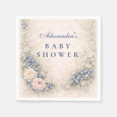 Bosbessen botanisch kader babyshower servet (Voorkant)
