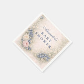 Bosbessen botanisch kader babyshower servet (Hoek)