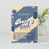 bosbessen eerste verjaardag Groovy Kaart (Staand voorkant)