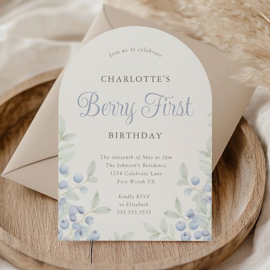  bosbessen eerste verjaardagsfeestboog kaart