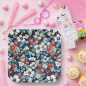 Bosbessen en aardbeien Bloemen Papieren Bordje (Feest)