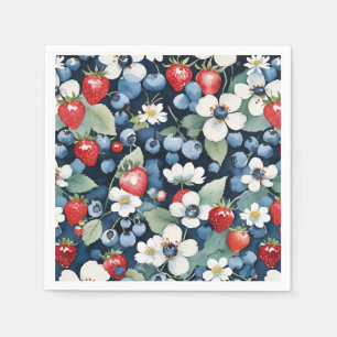 Bosbessen en aardbeien Bloemen Servet