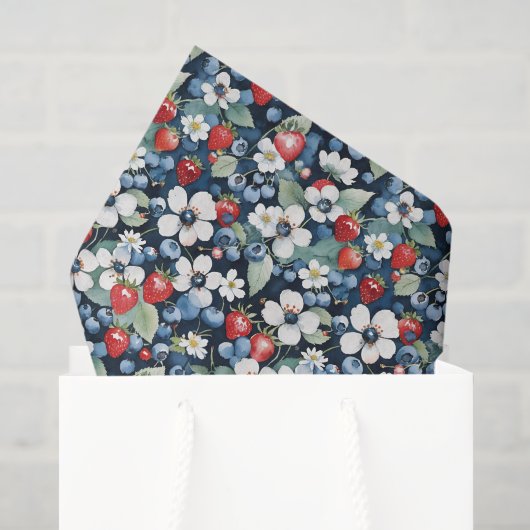 Bosbessen en aardbeien Bloemen Tissuepapier (Cadeauzakje)