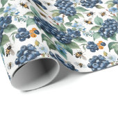 Bosbessen en bijen Waterverf Cadeaupapier (Rol Hoek)