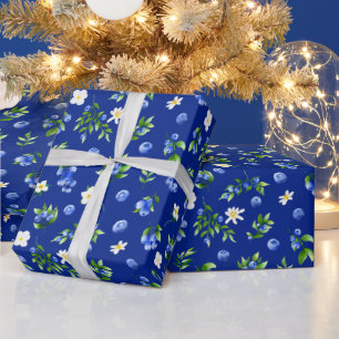 Bosbessen en bladpatroon cadeaupapier