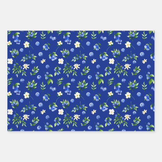 Bosbessen en gebladerte patroon inpakpapier vel (Voorkant)