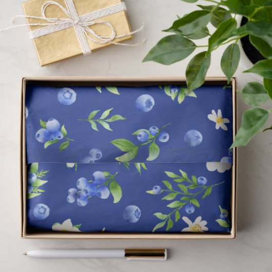 Bosbessen en gebladerte patroon tissuepapier (Geschenk)