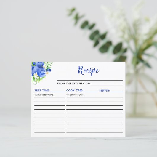 Bosbessen en Loof Receptkaart (Staand voorkant)