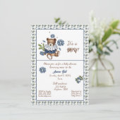 Bosbessen en teddybeer Het is een jongen! douchen Kaart (Staand voorkant)