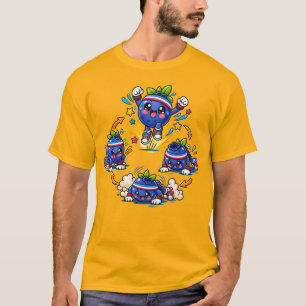 Bosbessen Fitness Mascotte Springend Burst Oefenin T-shirt