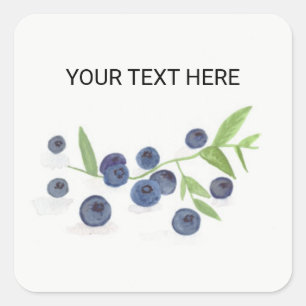 Bosbessen fruit keuken aquarel voedsel rustiek  vierkante sticker