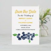 Bosbessen Fruit Waterverf Foto QR Code Bruiloft Folie Uitnodiging (Staand Voorkant)