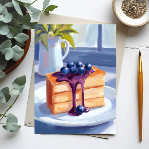 Bosbessen Gebak Dessert Cake Aquarel Briefkaart