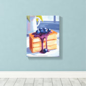 Bosbessen Gebak Dessert Cake Aquarel Canvas Afdruk (Insitu (Houten vloer))