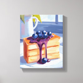 Bosbessen Gebak Dessert Cake Aquarel Canvas Afdruk