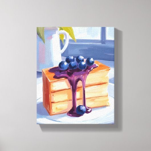 Bosbessen Gebak Dessert Cake Aquarel Canvas Afdruk (Voorkant)