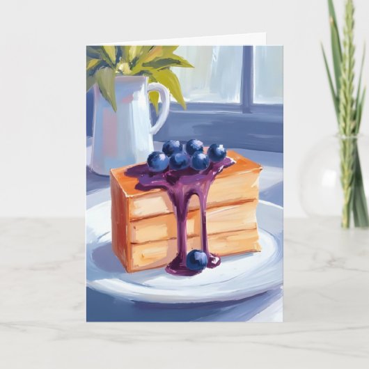 Bosbessen Gebak Dessert Cake Waterverf Kaart (Voorkant)