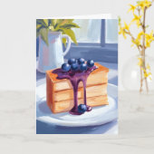 Bosbessen Gebak Dessert Cake Waterverf Kaart (Gele Bloem)