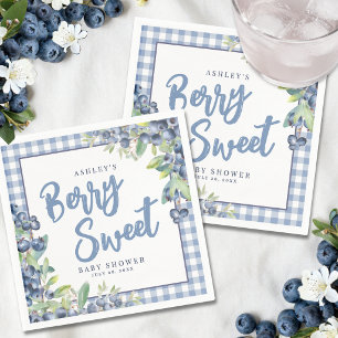 Bosbessen Gingham Bes Zoete Baby Shower Servet