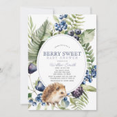 Bosbessen & Hedgehog Berry Sweet Boy Baby shower Kaart (Voorkant)
