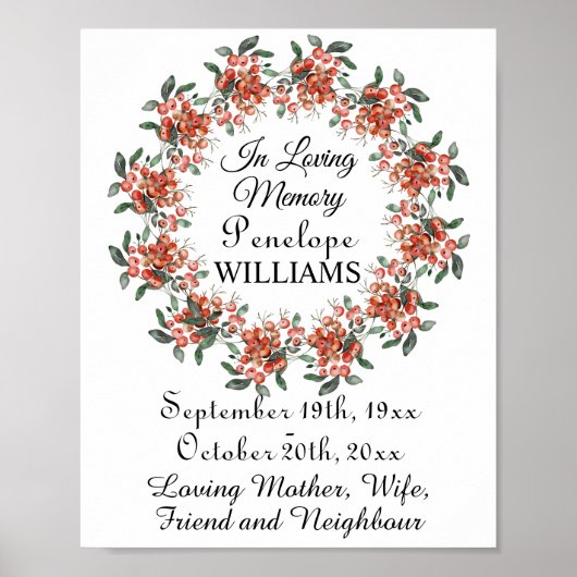 Bosbessen Herdenkingsdienst Herdenking Poster (Voorkant)