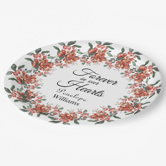 Bosbessen in liefdevolle herinnering papieren bordje (Gekanteld)