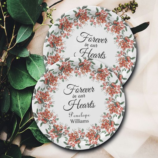 Bosbessen in liefdevolle herinnering papieren bordje