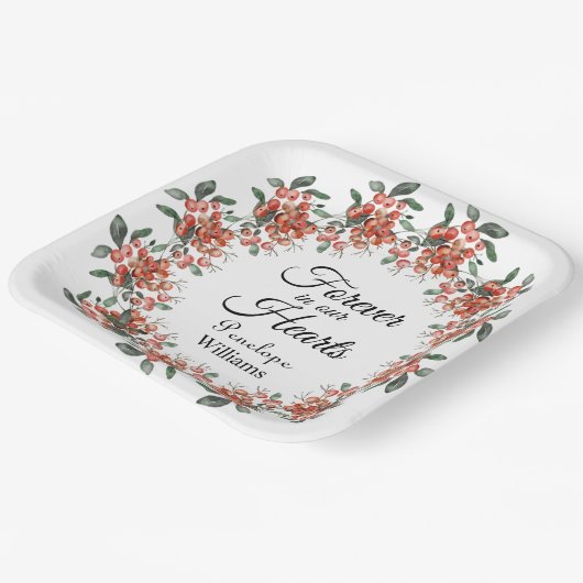 Bosbessen in liefdevolle herinnering papieren bordje (Gebogen)