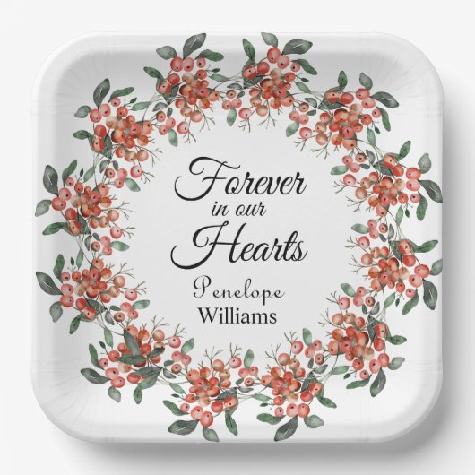 Bosbessen in liefdevolle herinnering papieren bordje (Voorkant)