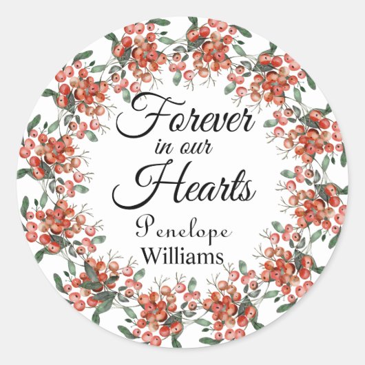 Bosbessen in liefdevolle herinnering ronde sticker (Voorkant)