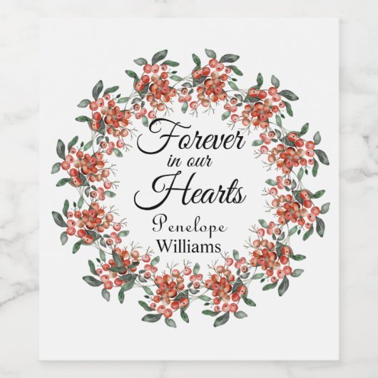 Bosbessen in liefdevolle herinnering wijn etiket (Enkel label)