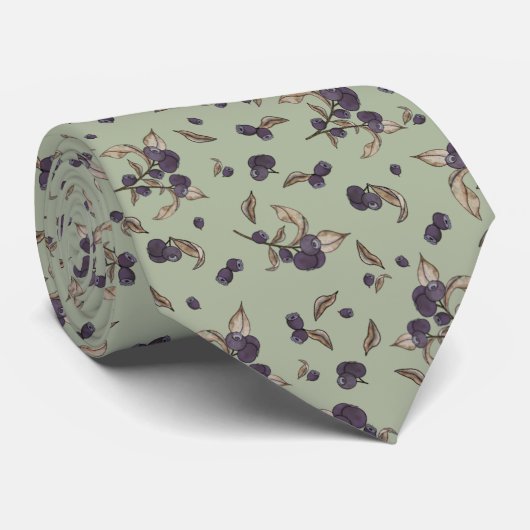 Bosbessen limoengroen stropdas (Opgerold)