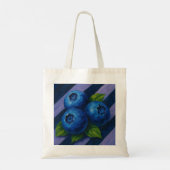 Bosbessen met marine en zachte lavendelstrepen tote bag (Achterkant)