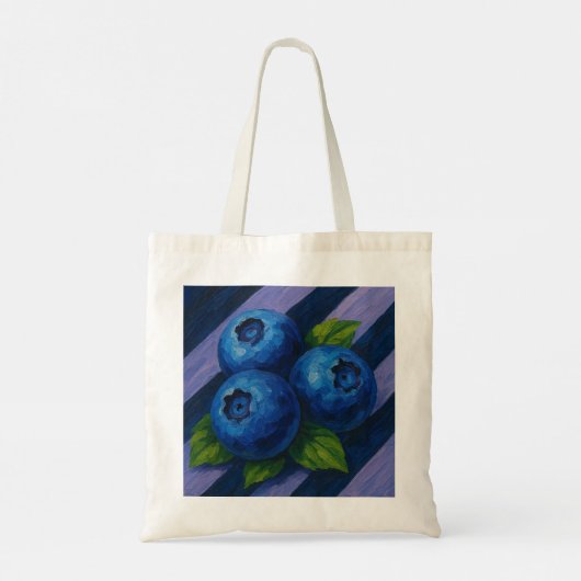 Bosbessen met marine en zachte lavendelstrepen tote bag (Achterkant)