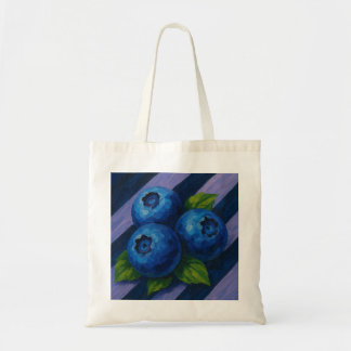 Bosbessen met marine en zachte lavendelstrepen tote bag