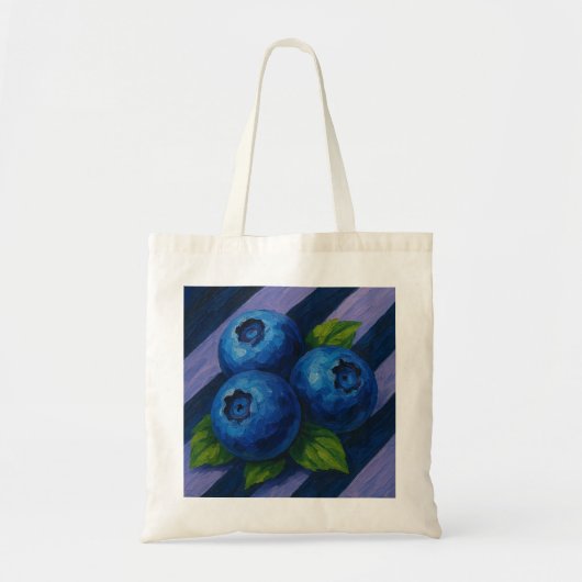 Bosbessen met marine en zachte lavendelstrepen tote bag (Voorkant)