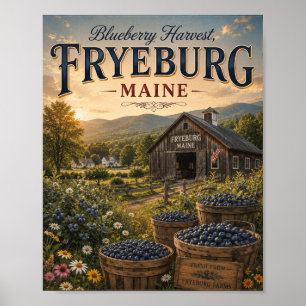 Bosbessen Oogst Fryeburg Maine Vintage Boerderij Poster