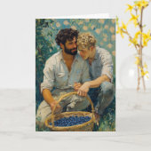 Bosbessen plukken knuffelen kaart (Gele Bloem)