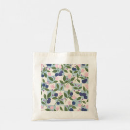 Bosbessen & Roze Bloemen Botanisch Patroon Tote Ta Bag