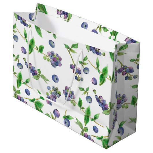 Bosbessen Summer Fruit Waterverf Groot Cadeauzakje (Voorkant Gekanteld)