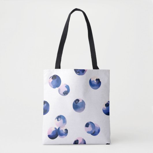 Bosbessen watercolorpatroon tote bag (Voorkant)