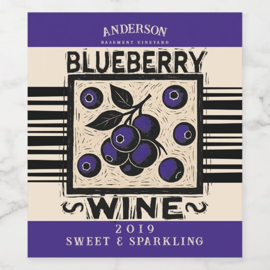 Bosbessen zelfgemaakte struik hartelijk wijn etiket (Enkel label)