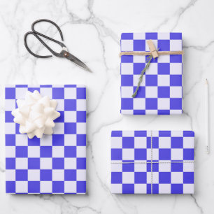 Bosbessencrème geruit patroon inpakpapier vel