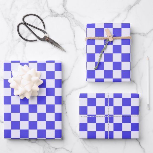 Bosbessencrème geruit patroon inpakpapier vel (Voorkant)